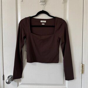 NWT Aritzia Babaton Contour Squareneck Longsleeve - Mocha Brown, Medium